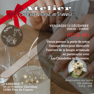 ATELIER ADULTES - CRÉATION BOUGIE ARTISANALE SPÉCIAL NOËL